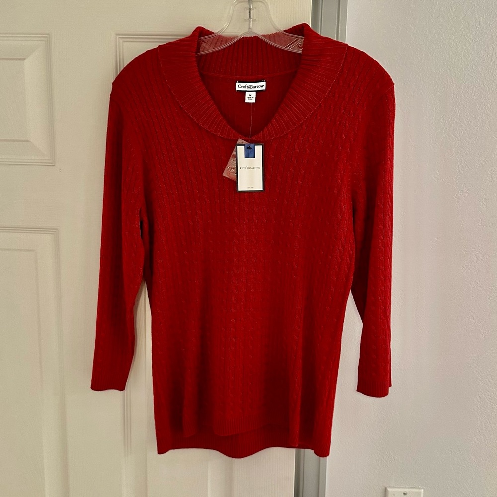 Croft & Barrow red cableknit sweater NWT size medium